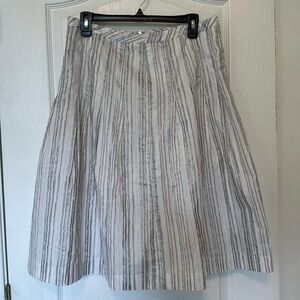 Ann Taylor Loft Lined Pleated Neutral Stripes Skirt